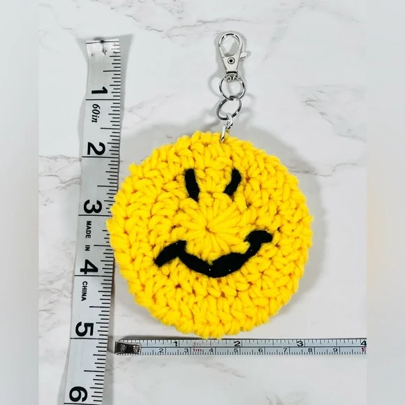 Crochet Smiley Keychain Bag Charm - Picture 3 of 4